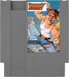 Cartridge artwork for Hammerin' Harry on the Nintendo NES.