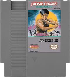 Cartridge artwork for Jackie Chan's Action Kung Fu on the Nintendo NES.