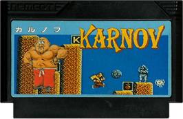 Cartridge artwork for Karnov on the Nintendo NES.