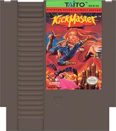 Cartridge artwork for Kick Master on the Nintendo NES.