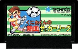 Cartridge artwork for Kunio-kun no Nekketsu Soccer League on the Nintendo NES.