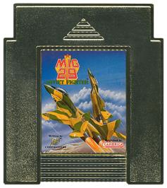 Cartridge artwork for Mig-29 Soviet Fighter on the Nintendo NES.
