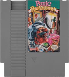 Cartridge artwork for Panic Restaurant on the Nintendo NES.