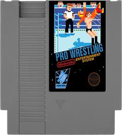 Cartridge artwork for Pro Wrestling on the Nintendo NES.