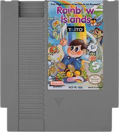 Cartridge artwork for Rainbow Islands on the Nintendo NES.