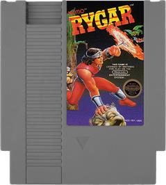 Cartridge artwork for Rygar on the Nintendo NES.