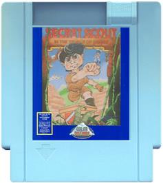 Cartridge artwork for Secret Scout in the Temple of Demise on the Nintendo NES.