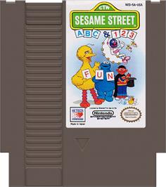 Cartridge artwork for Sesame Street 1 2 3 & A B C on the Nintendo NES.