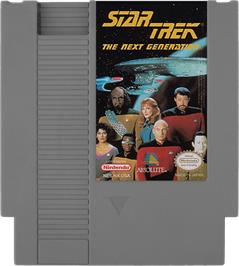 Cartridge artwork for Star Trek The Next Generation on the Nintendo NES.