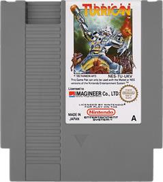 Cartridge artwork for Super Turrican on the Nintendo NES.