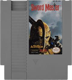 Cartridge artwork for Sword Master on the Nintendo NES.
