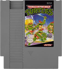 Cartridge artwork for Teenage Mutant Ninja Turtles: Tournament Fighters on the Nintendo NES.