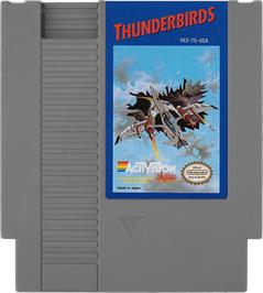 Cartridge artwork for Thunderbirds on the Nintendo NES.