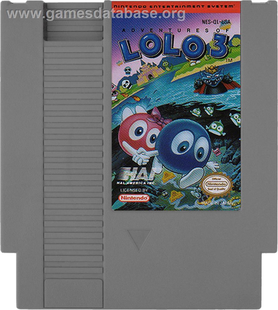 Adventures of Lolo  3 - Nintendo NES - Artwork - Cartridge