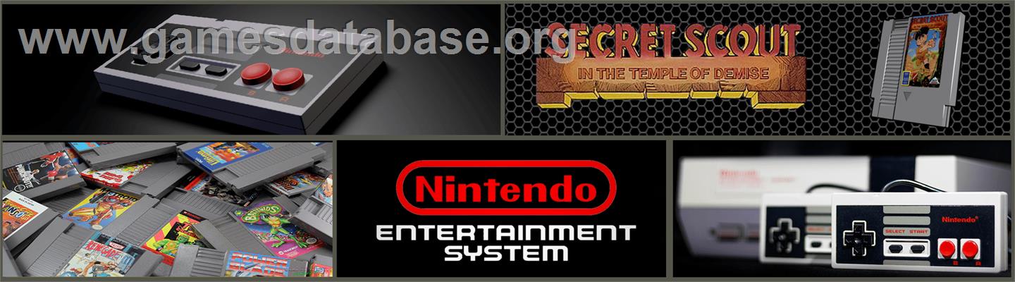 Secret Scout in the Temple of Demise - Nintendo NES - Artwork - Marquee