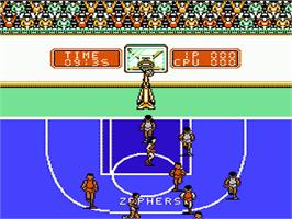 In game image of All-Pro Basketball on the Nintendo NES.