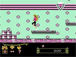 In game image of Barbie on the Nintendo NES.