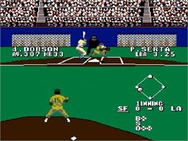 In game image of Bases Loaded 3 on the Nintendo NES.