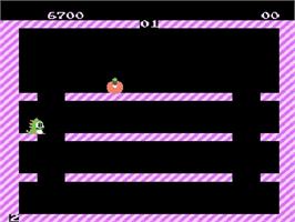 In game image of Bubble Bobble on the Nintendo NES.