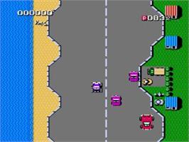 In game image of Bump 'n' Jump on the Nintendo NES.