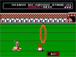 In game image of Circus Charlie on the Nintendo NES.