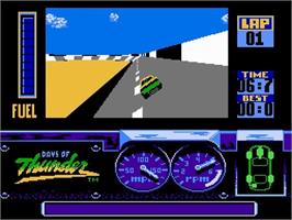 In game image of Days of Thunder on the Nintendo NES.