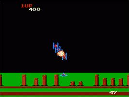 In game image of Exerion on the Nintendo NES.