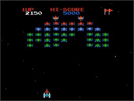 In game image of Galaxian on the Nintendo NES.