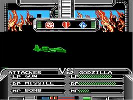 In game image of Godzilla 2 - War Of The Monsters on the Nintendo NES.