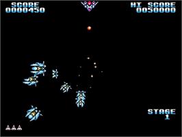 In game image of Gyruss on the Nintendo NES.