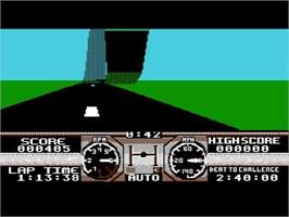 In game image of Hard Drivin' on the Nintendo NES.