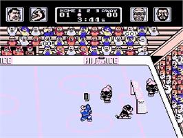 In game image of Hit the Ice - The Video Hockey League on the Nintendo NES.