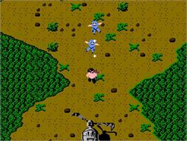 In game image of Ikari Warriors on the Nintendo NES.