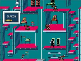 In game image of Impossible Mission 2 on the Nintendo NES.