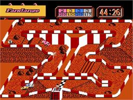 In game image of Ironman Ivan Stewart's Super Off-Road on the Nintendo NES.