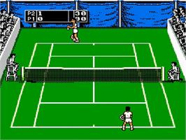 In game image of Jimmy Connor's Tennis on the Nintendo NES.