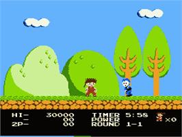 In game image of Kid Niki - Radical Ninja on the Nintendo NES.
