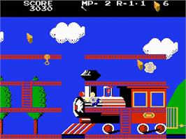 In game image of Mappy-land on the Nintendo NES.