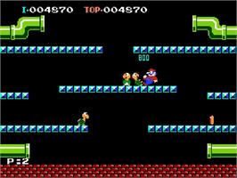 In game image of Mario Bros. on the Nintendo NES.