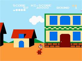 In game image of Pac-Land on the Nintendo NES.