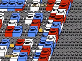In game image of Pac-mania on the Nintendo NES.