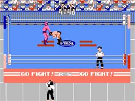 In game image of Pro Wrestling on the Nintendo NES.