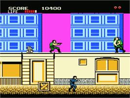 In game image of Shinobi on the Nintendo NES.