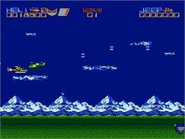 In game image of Silkworm on the Nintendo NES.