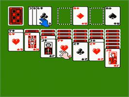 In game image of Solitaire on the Nintendo NES.