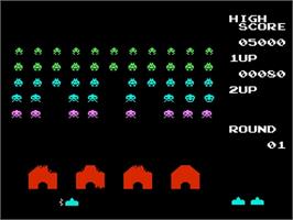 In game image of Space Invaders on the Nintendo NES.