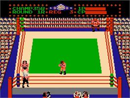 In game image of Tag Team Wrestling on the Nintendo NES.