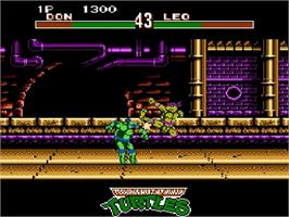In game image of Teenage Mutant Ninja Turtles - Tournament Fighters on the Nintendo NES.