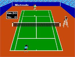 In game image of Tennis on the Nintendo NES.