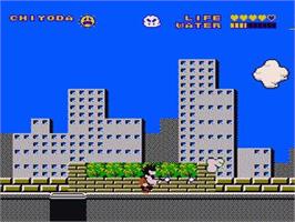 In game image of Tokoro-san No Mamoru Mo Semeru Mo on the Nintendo NES.